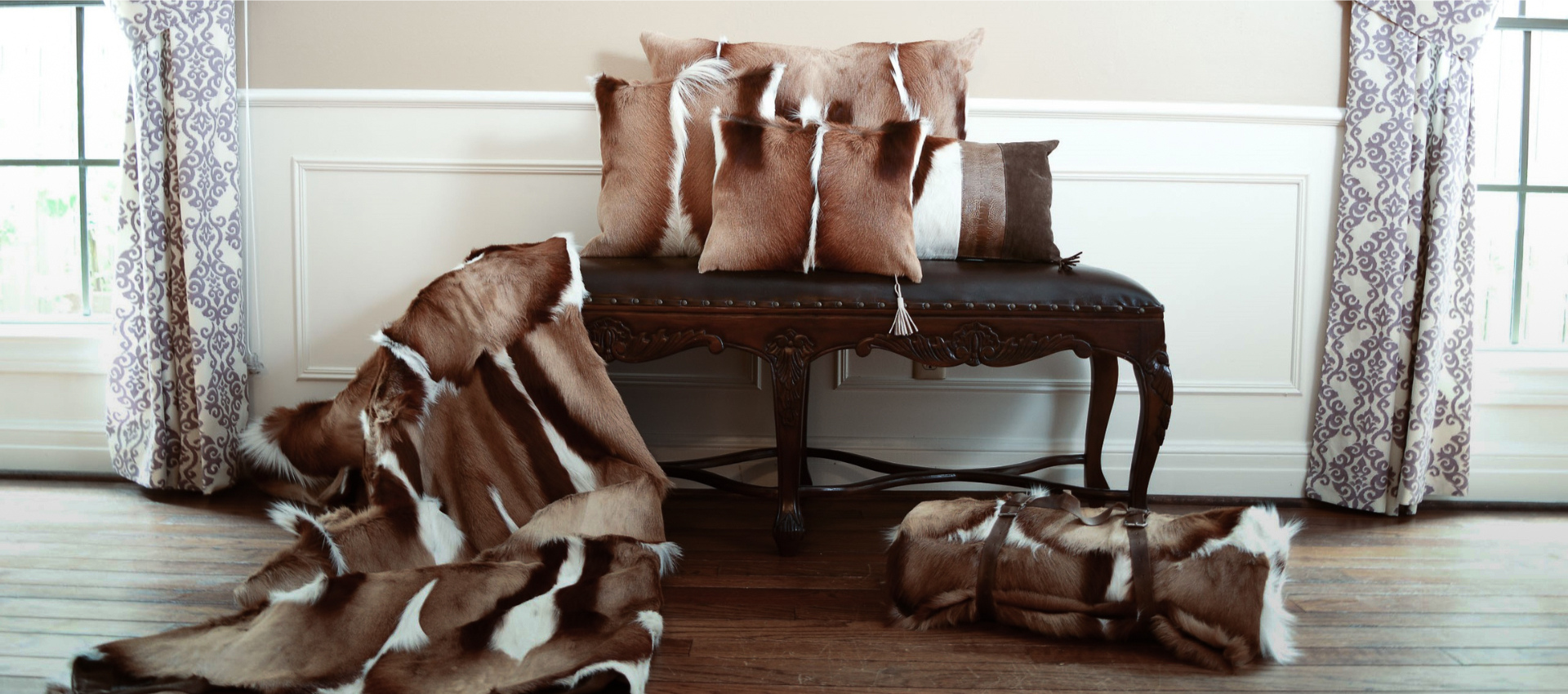 Fur pillows and fur throws Springbok pillow and throws