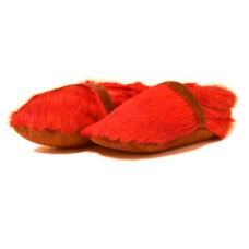 Springbok Fur Baby Booties (Red)