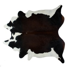 Cowhide Rug | Chocolate and White with Canvas Backing | XL | 46 SQ FT