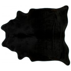 Cowhide Rug | Solid Jet Black with Black Leather Trim | XL | 38 SQ FT