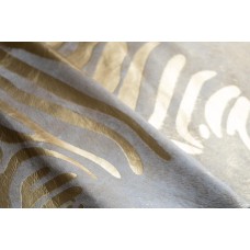 Cowhide Rug Gold Zebra Metallic on White - XL - (42 SQFT)