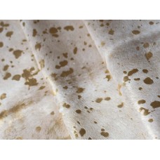 Cowhide Rug Gold Metallic on White 