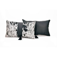Cowhide 3 Panel Black & White Pillow (12" x 20")