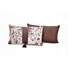 Cowhide 3 Panel Brown & White Pillow (12" x 20")
