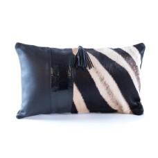 Zebra ostrich shin accent pillow (12" x 20")