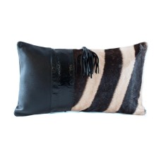 Zebra ostrich shin accent pillow (12" x 20")