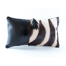 Zebra ostrich shin accent pillow (12" x 20")