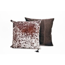 Cowhide Medium Brown & White Pillow (18" x 18")