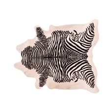 Zebra Africa on White Cowhide Rug