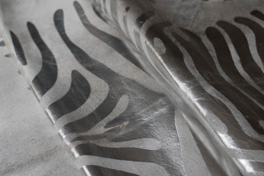 Silver Zebra Metallic Cowhide Rug Hugo Hides