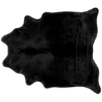 Cowhide Rug | Solid Jet Black with Black Leather Trim | XL | 38 SQ FT