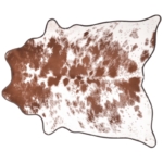 Cowhide Rug (Brown with White with Coffee Leather Trim) - XL (41 SQFT)