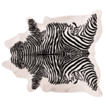 Zebra Africa on White Cowhide Rug