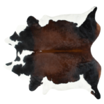 Cowhide Rug | Chocolate and White with Canvas Backing | XL | 46 SQ FT