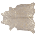Cowhide Rug Gold Metallic on White