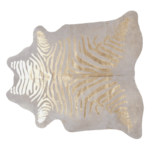 Cowhide Rug Gold Zebra Metallic on White - XL - (42 SQFT)