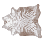 Cowhide Rug Silver Zebra Metallic on Beige - L - (35 SQFT)