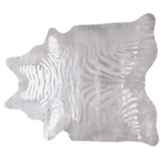 Cowhide Rug Silver Zebra Metallic on White - XL - (39 SQFT)